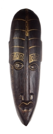 Afrikanische Maske, handgeschnitztes Unikat aus natürlichem Fundholz mit Goldfarben, einzigartige Wanddeko online kaufen Afrika-Deko-Shop: afrikanische Maske, handgeschnitztes Unikat aus natürlichem Fundholz, einzigartige Wanddeko