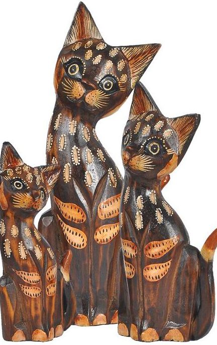 Handgefertigte afrikanische Katzenfiguren aus Massivholz, traditionelle Deko im Afrika Shop aus München kaufen Handgefertigte afrikanische Katzenfiguren aus Massivholz, traditionelle Deko im Afrika Deko Shop