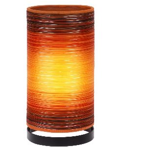 Tischlampe mit zylinderförmigen Körper und farbigen Fäden im Afrika-Deko-Shop Tischlampe mit zylinderförmigen Körper und farbigen Fäden im Afrika-Deko-Shop kaufen